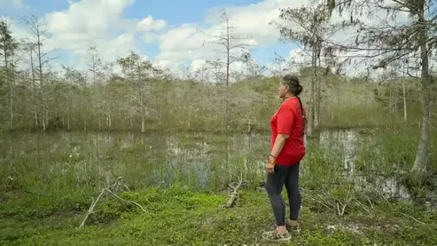 Environmental advocate Betty Osceola (Miccosukee) pilots her fan boat through the Everglades. | Digital Exclusive Video | Season 2