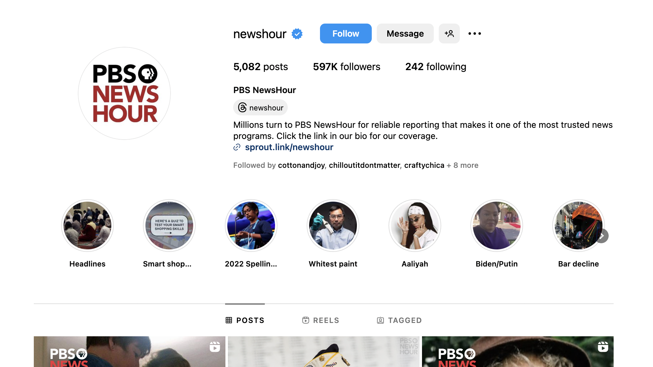 PBS Newshour Instagram channel