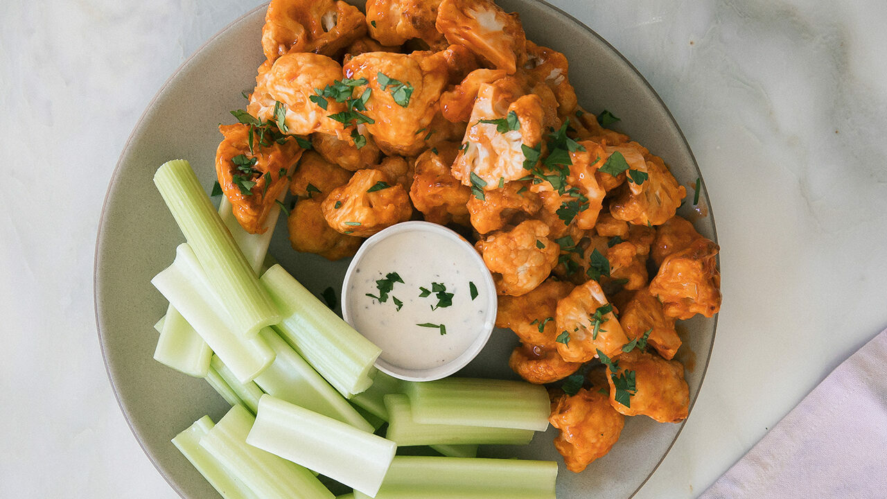 Vegan Buffalo Cauliflower Wings horizontal